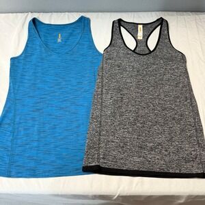 Bundle of 2 Lucy Activewear Womens XS/TP Blue Gray Tank Top Racerback Tank Set‎